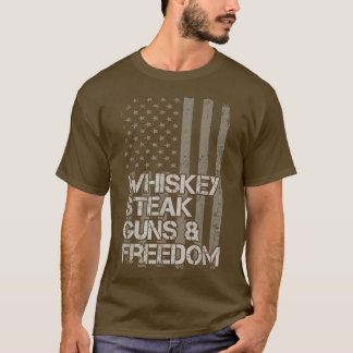 Vater Opa Veteran US-Flagge Whiskey Steak Guns Fir T-Shirt