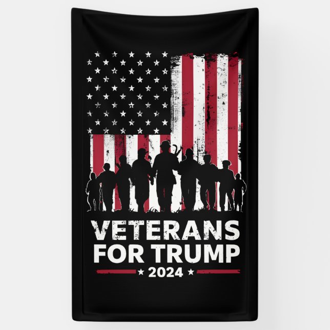 Vater Opa Veterans für Trump 2024 amerikanische Fl Banner (Vertikal)
