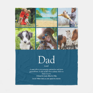 Vater Papa Father Definition 6 FotoCollage Blau Fleecedecke