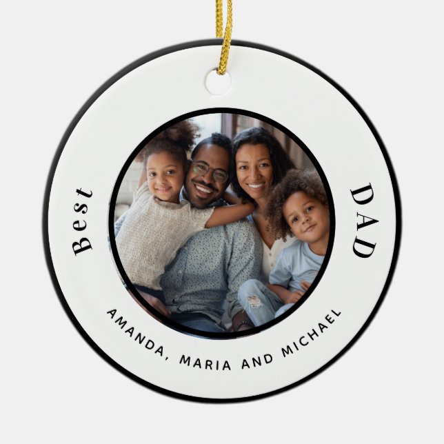 Vater Papa Schwarz-weiße Namen Foto modern Keramik Ornament (Vorne)