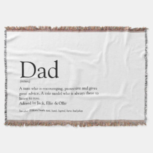 Vater, Papa, Vater definiert Schwarz und Weiß Decke