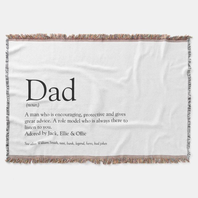 Vater, Papa, Vater definiert Schwarz und Weiß Decke (Vorderseite)