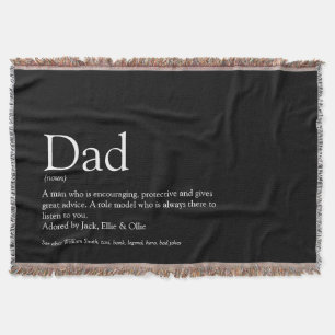 Vater, Papa, Vater definiert Schwarz und Weiß Decke