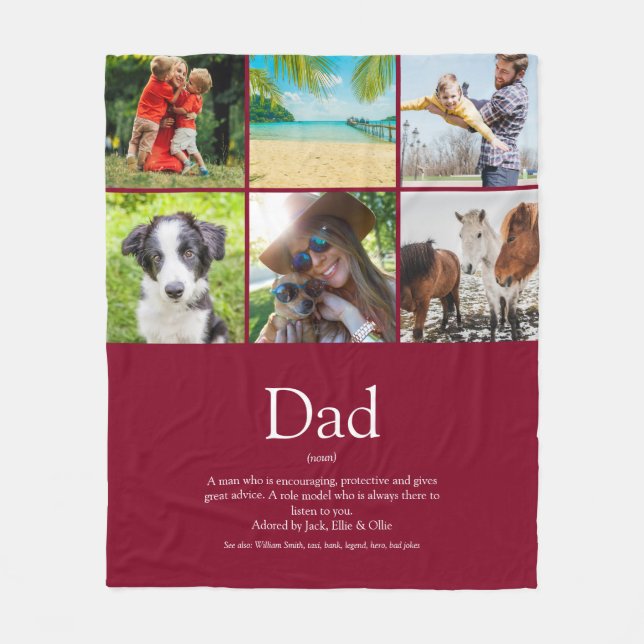 Vater Papa Vater Definition 6 Foto Fun Burgund Fleecedecke (Vorderseite)