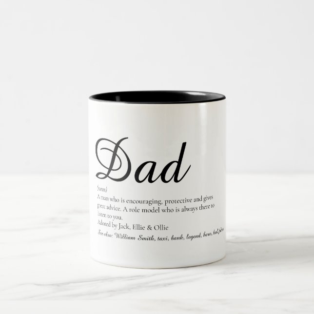 Vater, Papa, Vater Definition Script Spaß Zweifarbige Tasse (Mittel)