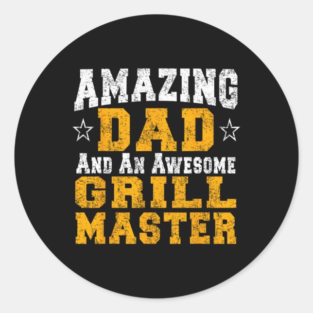 Vater Pater Rbecue Shirt Grillen Grill Master Pit  Runder Aufkleber (Vorderseite)
