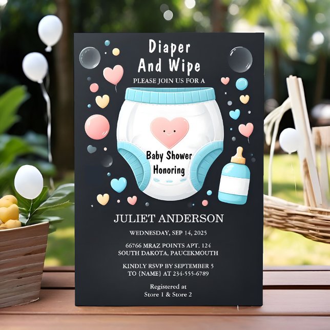 Vater Pink Blue Diaper absetzen und Babydusche abw Einladung (Von Creator hochgeladen)