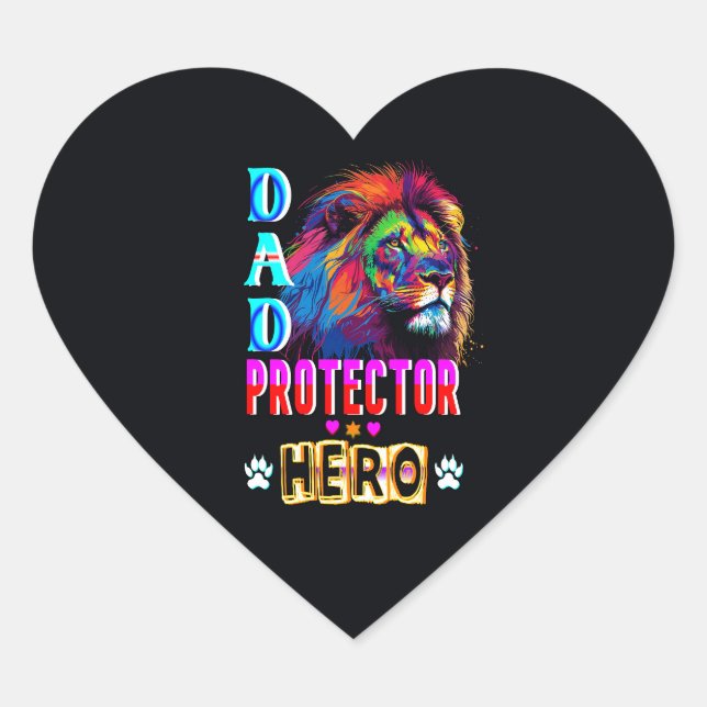 Vater Protector Helden Herz-Aufkleber (Vorderseite)