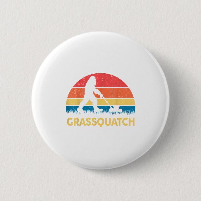 Vater Rasenmähen Grquatch Bigfoot Rasenmäher Gesch Button (Vorderseite)