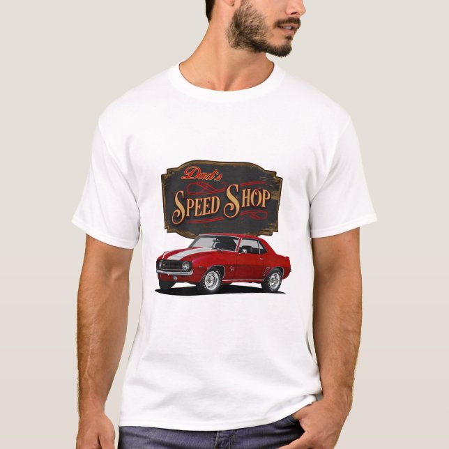 Vater Red Muscle Car Speed Shop T-Shirt (Vorderseite)