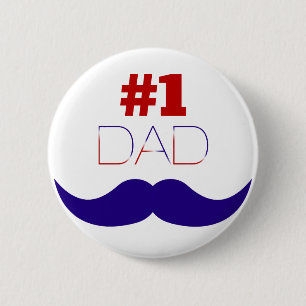 Vater Red White and Blue Mustache - Nummer eins Button