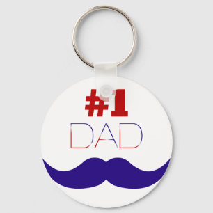 Vater Red White and Blue Mustache - Nummer eins Schlüsselanhänger