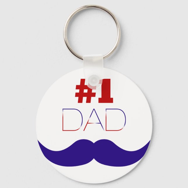 Vater Red White and Blue Mustache - Nummer eins Schlüsselanhänger (Vorderseite)