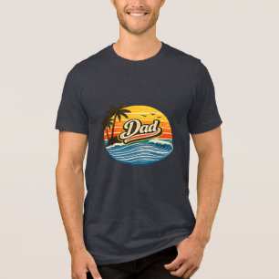 Vater Retro-Sonnenuntergang-Name-Design Tri-Blend Shirt