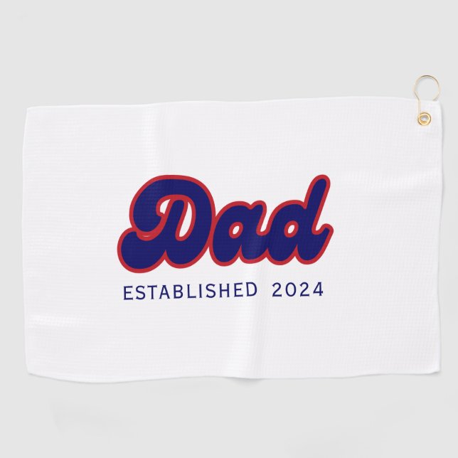 Vater Retrorot und blau, benutzerdefiniertes Jahr Golfhandtuch (Horizontal)