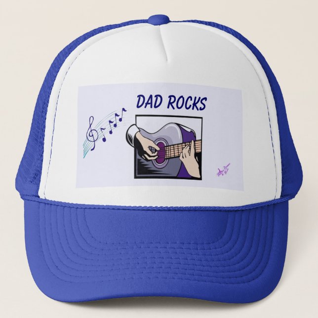 "Vater Rocks" Gitarrenspieler Trucker Hat Truckerkappe (Vorderseite)