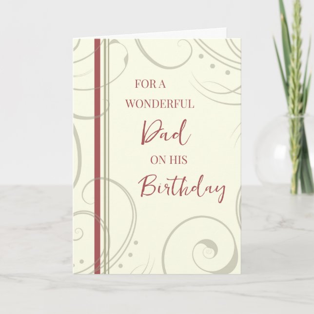 Vater Rot und Beige Geburtstag Karte (Vorderseite)