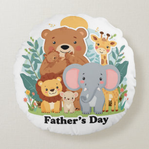 Vater-Safari-Cartoon-Design Rundes Kissen
