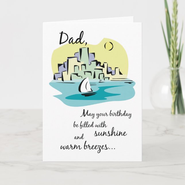 Vater Sailboat Stadt Geburtstag Karte (Vorderseite)