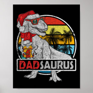 Vater Saurus T Rex Dinosaur Familie Matching Xmas Poster