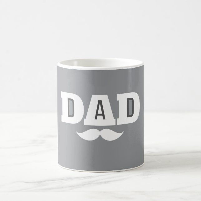 Vater Schnurrbart Tasse Grau und Weiß (Mittel)