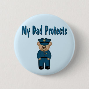 Vater schützt Polizisten Bär Button