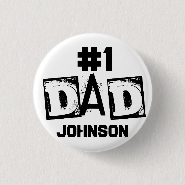 Vater Schwarz/Weiß Personalisiert Button (Vorderseite)