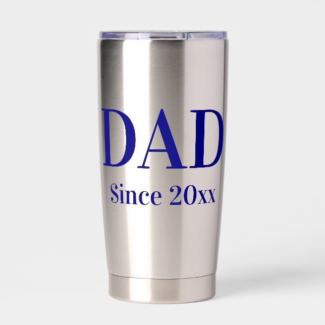 Vater seit 20xx Vorlage für Navy Blue Text Thermobecher (Vorderseite)