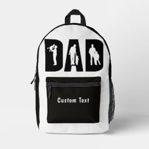 "VATER" Silhouette Pater Kind Text anpassen Bedruckter Rucksack