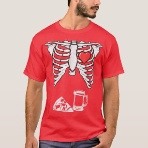 Vater Skeleton Halloween Beer Pizza Funny Pregnanc T-Shirt