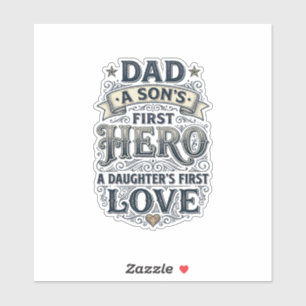 Vater Sohn Held Tochter Liebe Vintage-Typografie-S Aufkleber