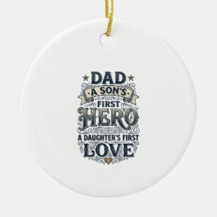 Vater Sohn Held Tochter Liebe Vintage-Typografie-S Keramik Ornament