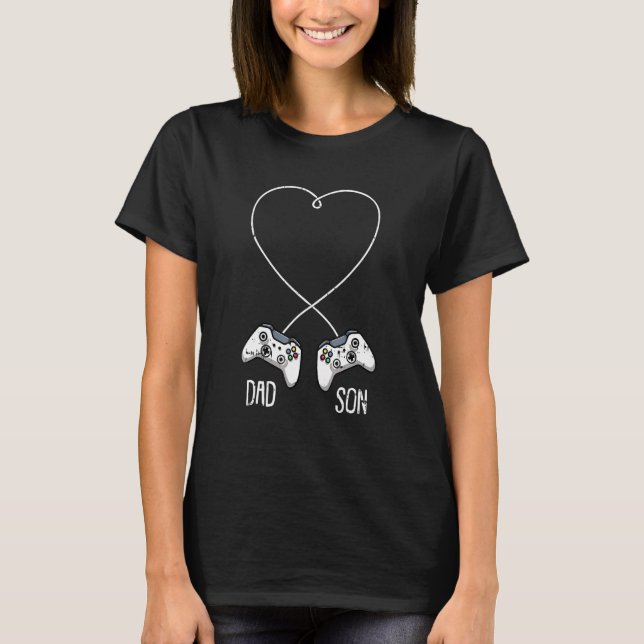 Vater Son Gaming Cool Video Game Controller Match T-Shirt (Vorderseite)