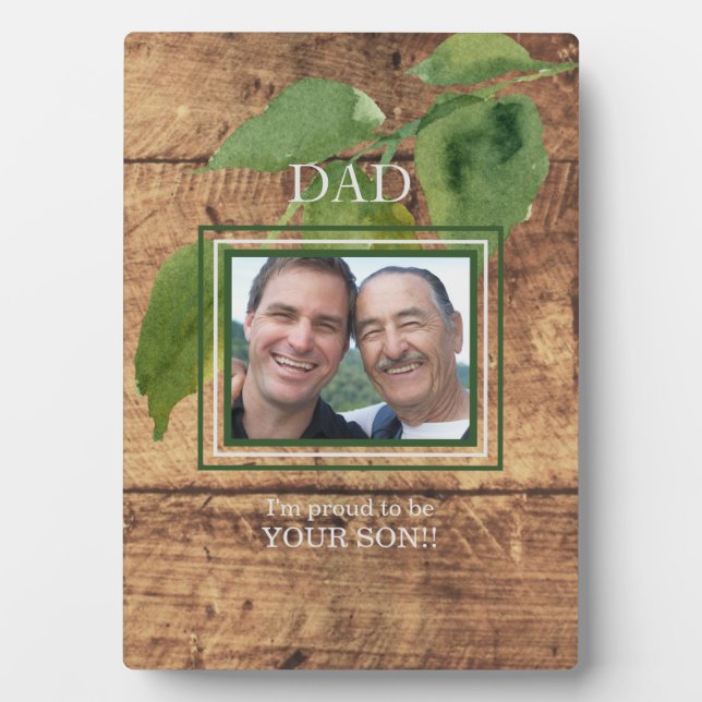 Vater Son Wood Stolz sein Sohn Foto Fotoplatte (Vorderseite)
