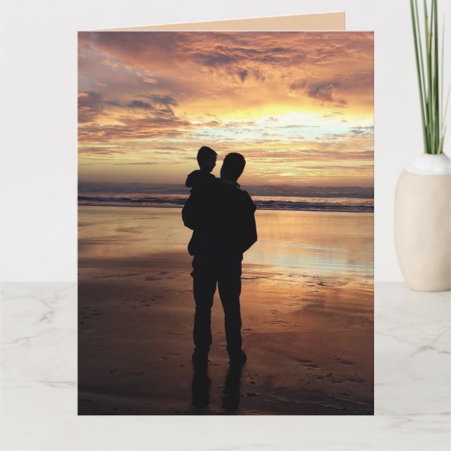 VATER & SONNENSONNENUNTERGANG STRANDKARTE KARTE (Vorderseite)