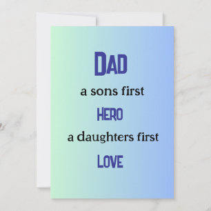 Vater, Sons First Hero, Daughters Erste Liebe Karte