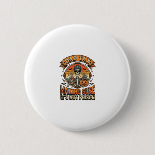 Vater Steuer Lustiges Halloween Skelett Süßigkeite Button