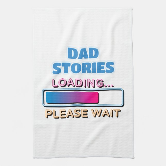 Vater-Storys Laden Bitte warten Geschirrtuch (Vertikal)