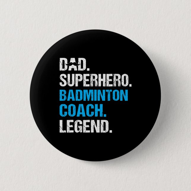 Vater Superhero Badminton Coach Funny Badminton Co Button (Vorderseite)