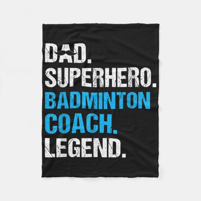 Vater Superhero Badminton Coach Funny Badminton Co Fleecedecke (Vorderseite)