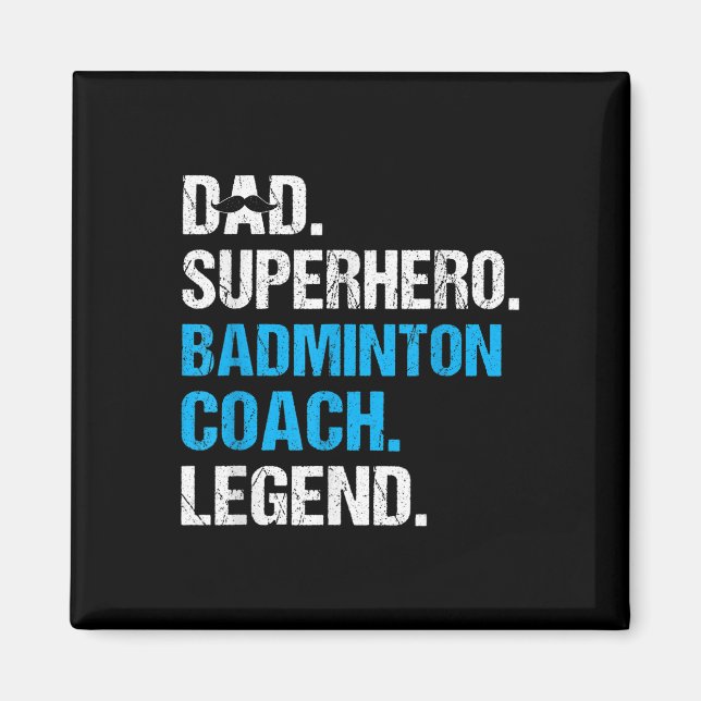 Vater Superhero Badminton Coach Funny Badminton Co Magnet (Vorne)