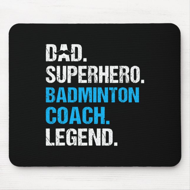 Vater Superhero Badminton Coach Funny Badminton Co Mousepad (Vorne)