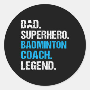 Vater Superhero Badminton Coach Funny Badminton Co Runder Aufkleber