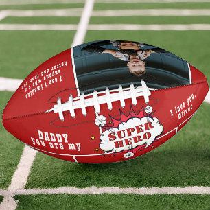 Vater Superhero Comic Speech Blase Foto Rot Football