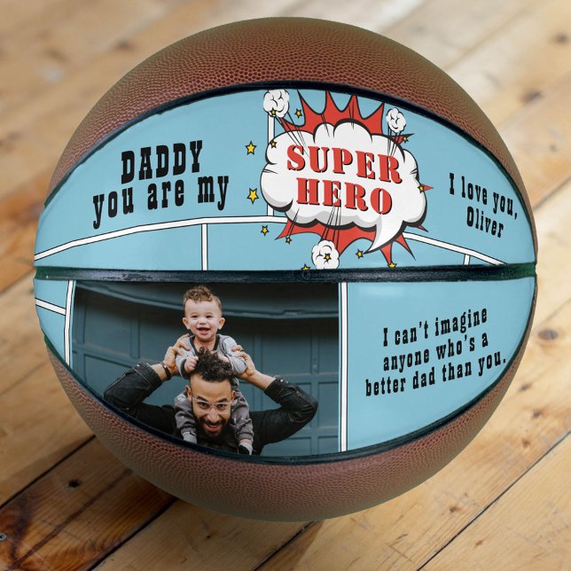 Vater Superhero Comic Speech Bubble Foto Basketball (Von Creator hochgeladen)