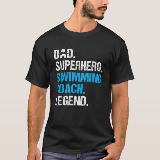 Vater Superhero Schwimmlehrer Funny Swimming Coach T-Shirt