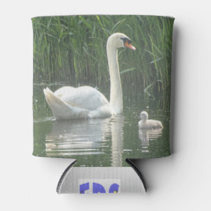 Vater Swan mit Baby Can Cooler Dosenkühler