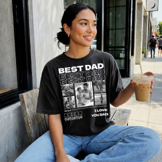 Vater-Tag Geschenk Best Dad Ever Fotos Collage T-Shirt