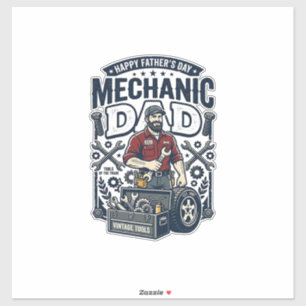 Vater Tag Mechaniker Papa Shirt Lustig Arbeitender Aufkleber