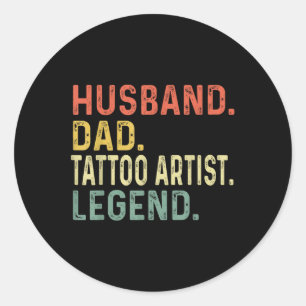 Vater Tattoo Artist Legend Funny Retro Geschenk Runder Aufkleber
